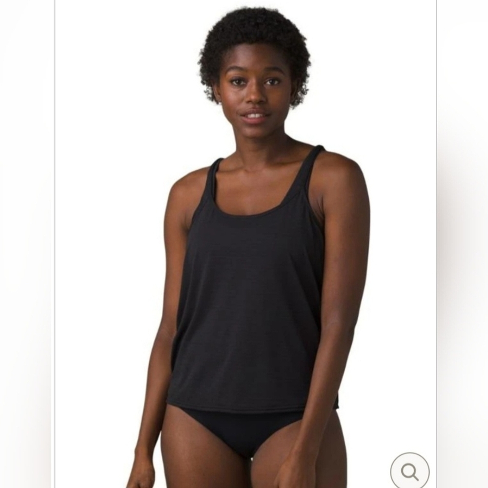 Prana Ainsley Tankini Black Swimsuit Tank Top NWT